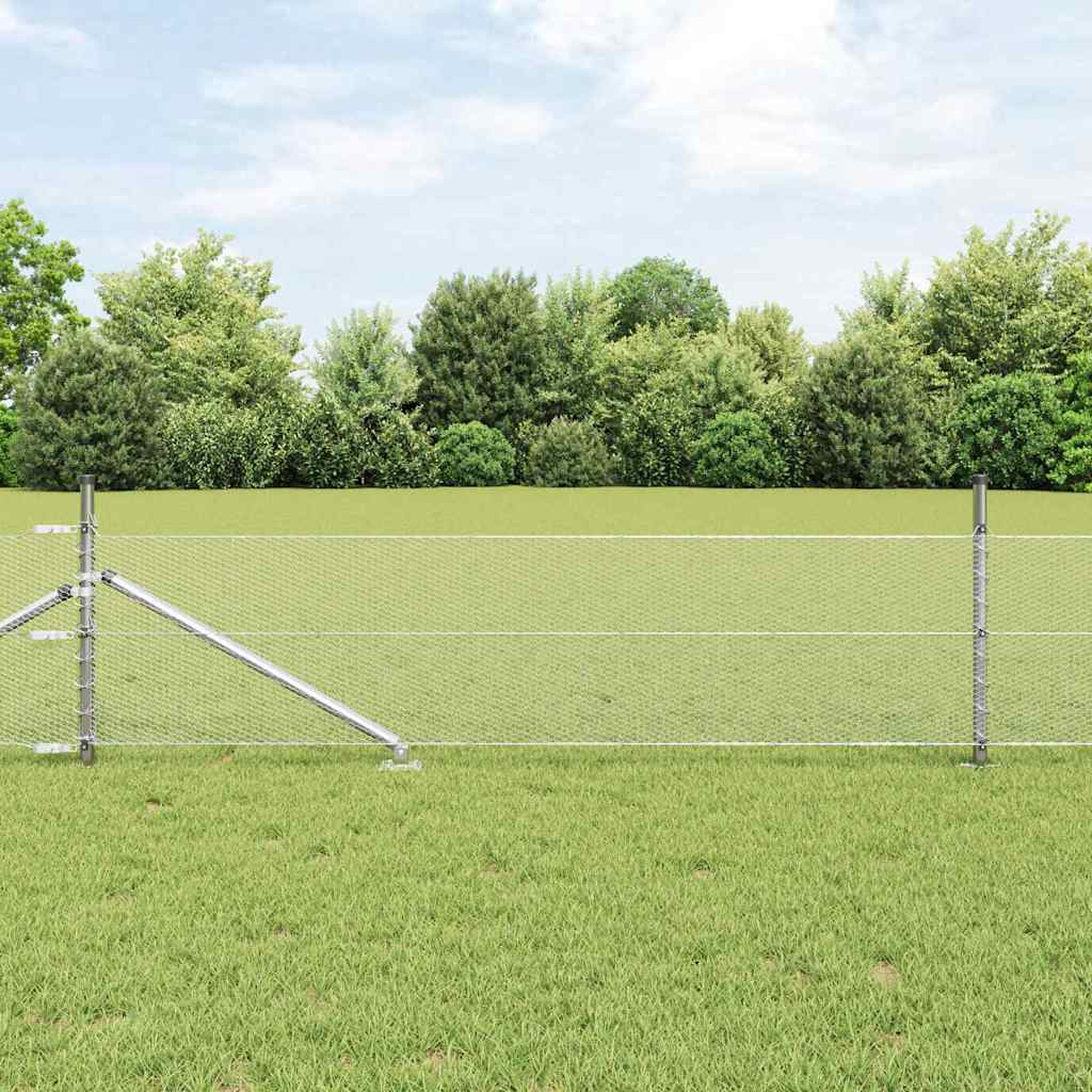 Fence with Posts Silver 0.4 x 50 m PVC-coated steel