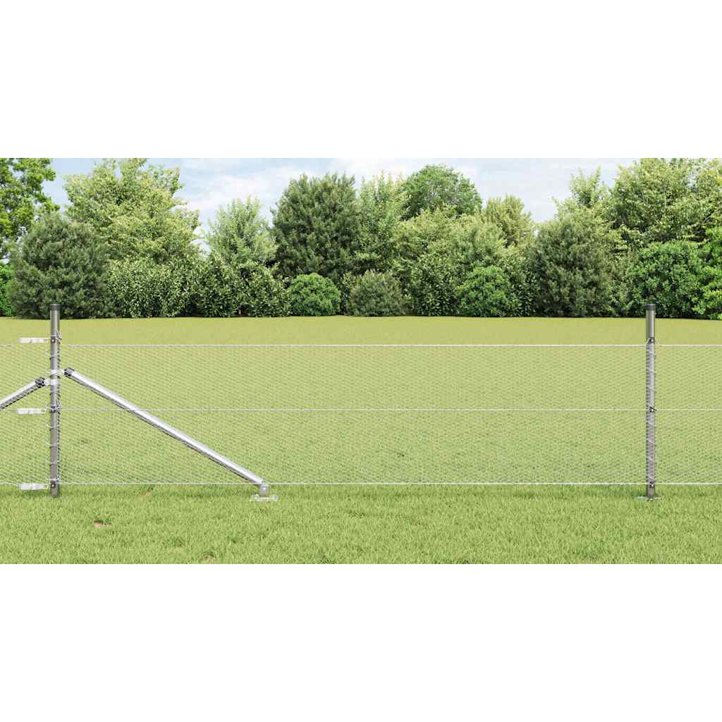 Fence with Posts Silver 0.8 x 50 m PVC-coated steel