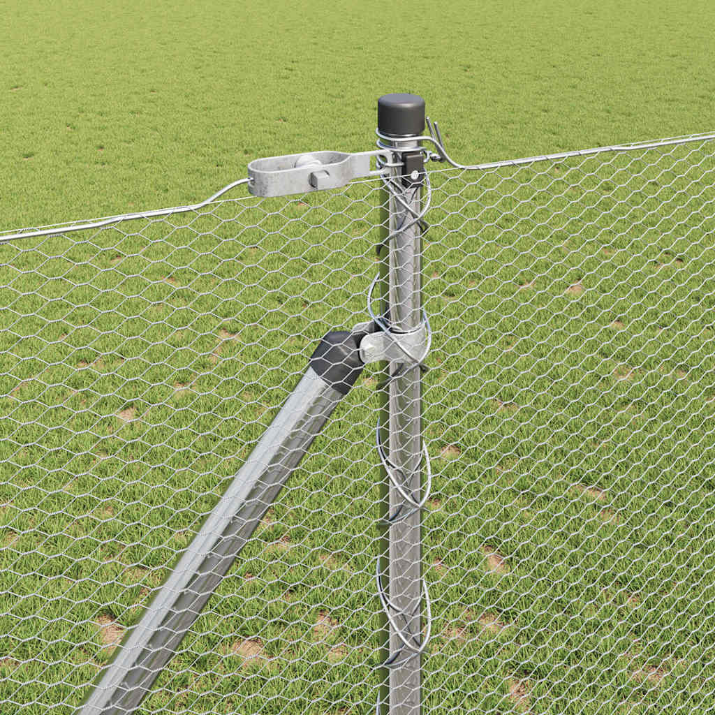 Fence with Posts Silver 1.2 x 50 m PVC-coated steel