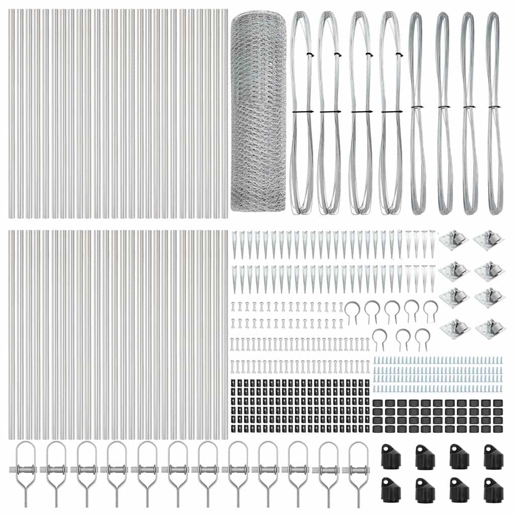 Fence with Posts Silver 0.4 x 100 m PVC-coated steel