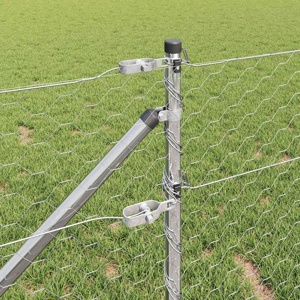 Fence with Posts Silver 0.6 x 100 m PVC-coated steel