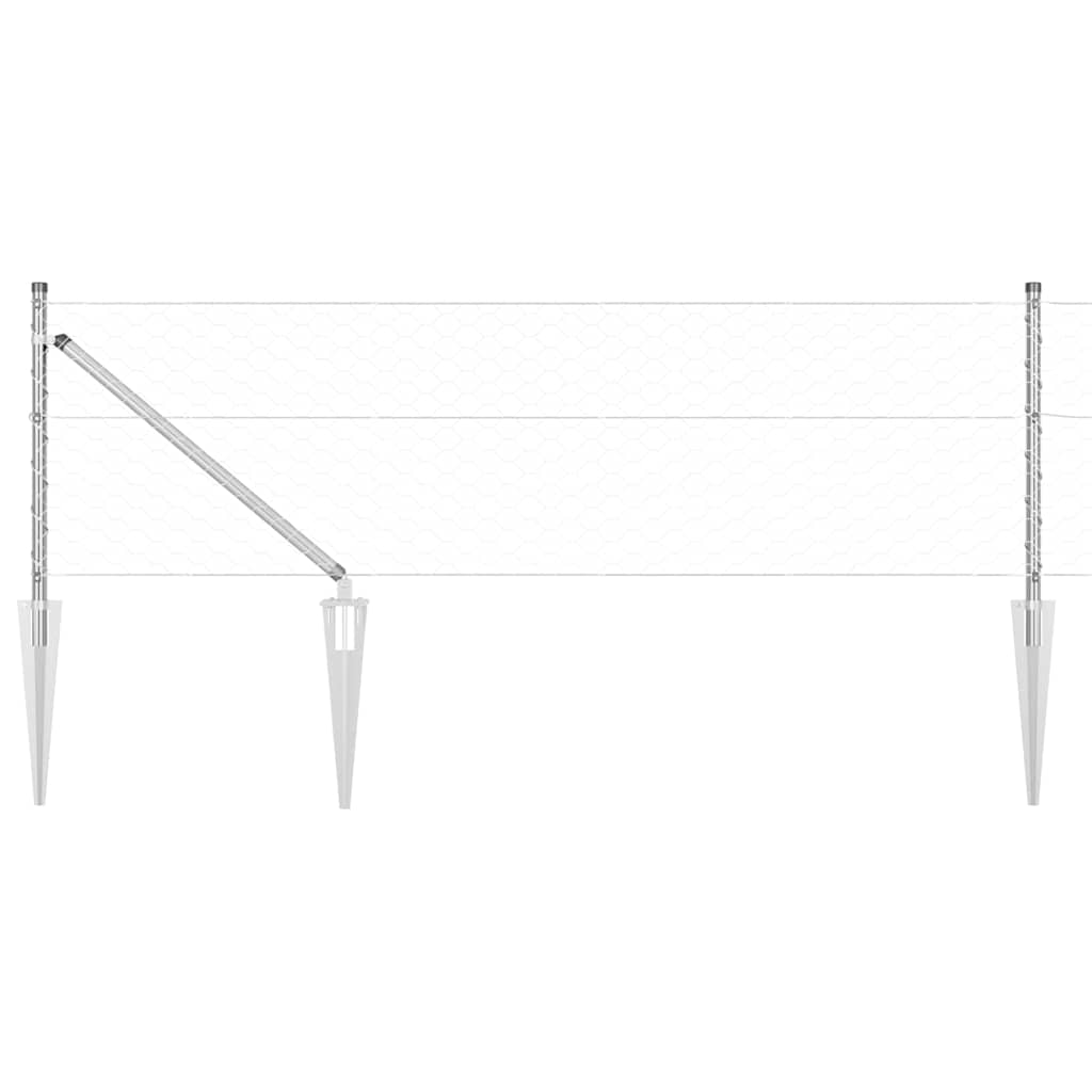 Fence with Posts Silver 0.6 x 100 m PVC-coated steel