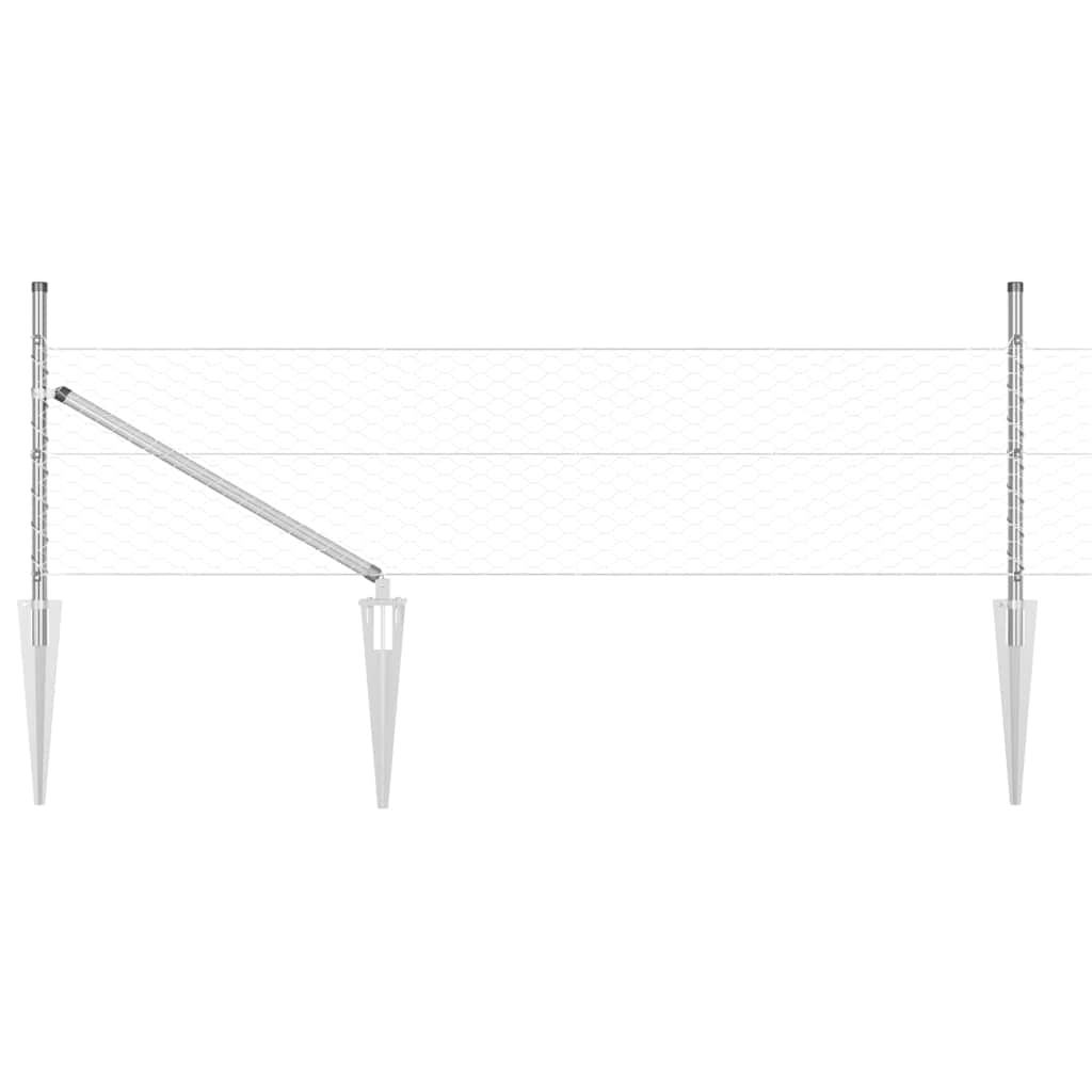 Fence with Posts Silver 0.8 x 100 m PVC-coated steel