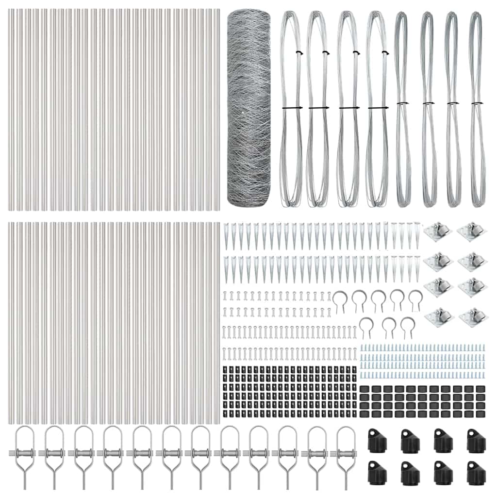 Fence with Posts Silver 0.8 x 100 m PVC-coated steel