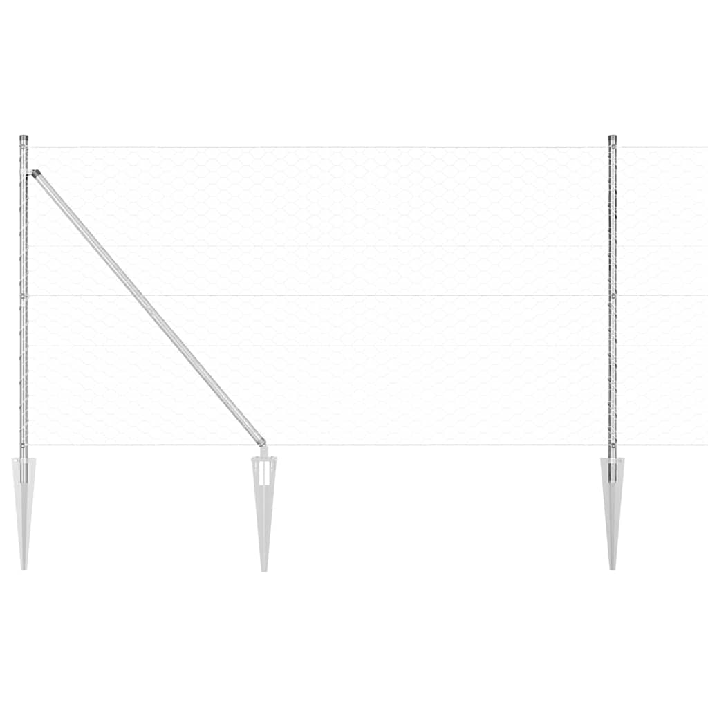 Fence with Posts Silver 1 x 100 m PVC-coated steel