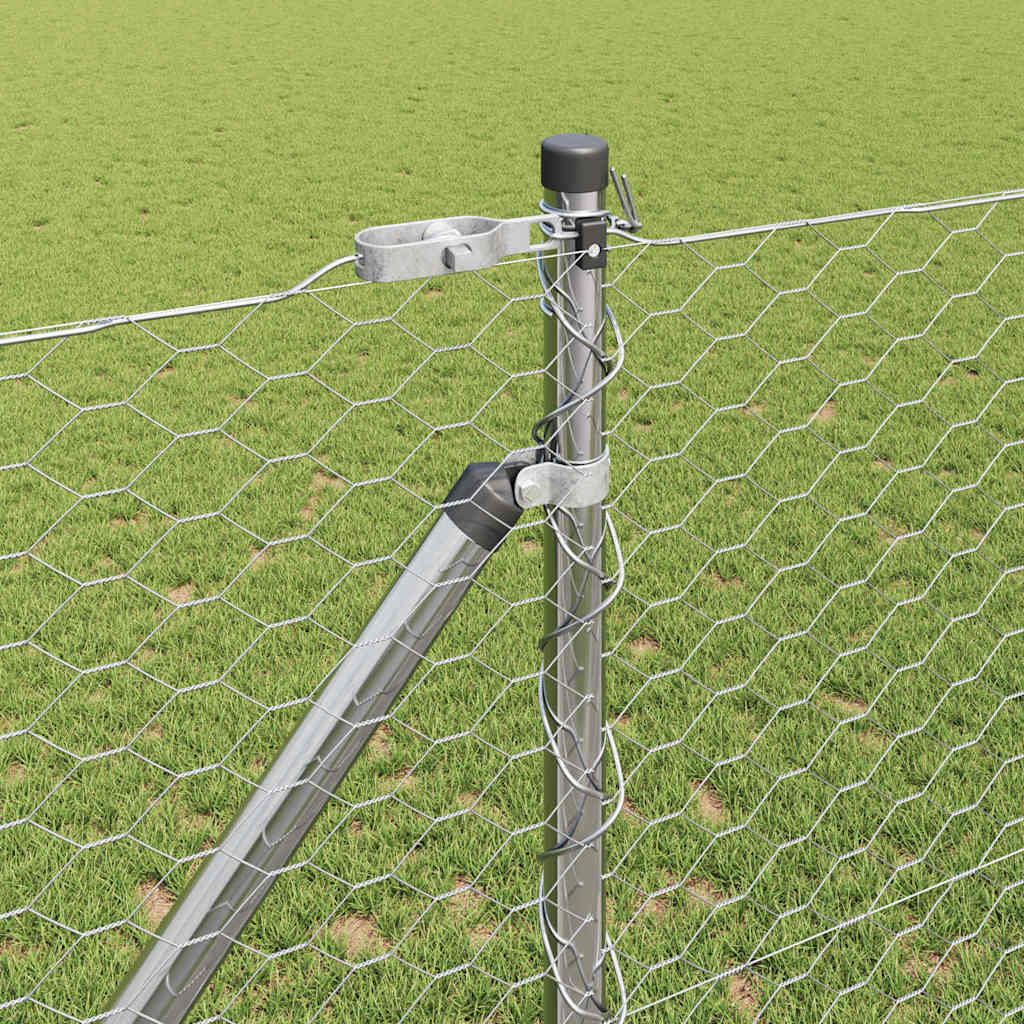 Fence with Posts Silver 1.2 x 100 m PVC-coated steel