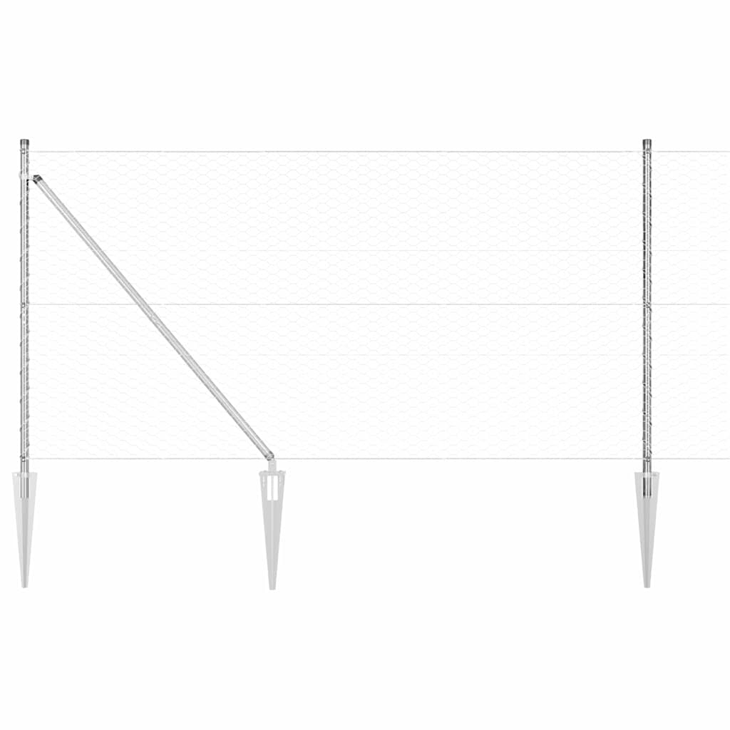 Fence with Posts Silver 1.4 x 100 m PVC-coated steel