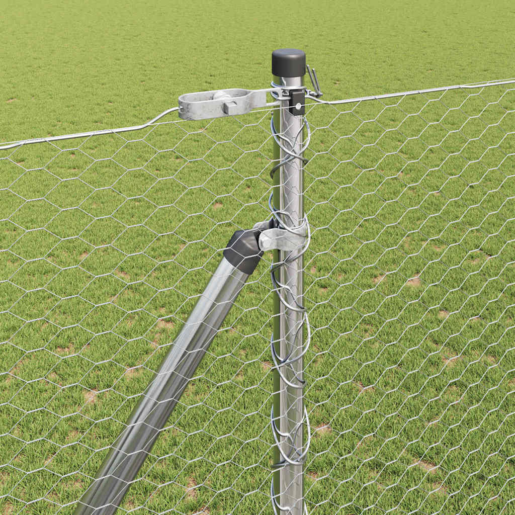 Fence with Posts Silver 1.5 x 100 m PVC-coated steel
