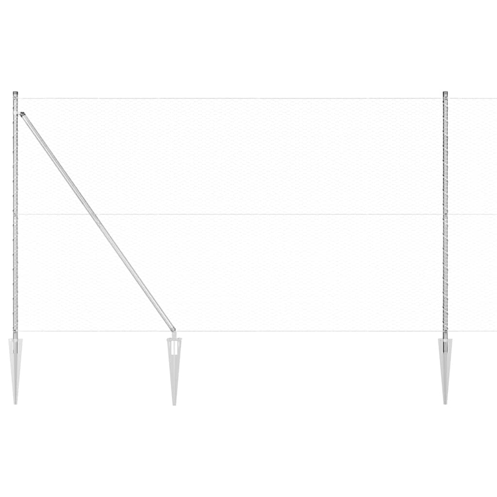 Fence with Posts Silver 1.5 x 100 m PVC-coated steel