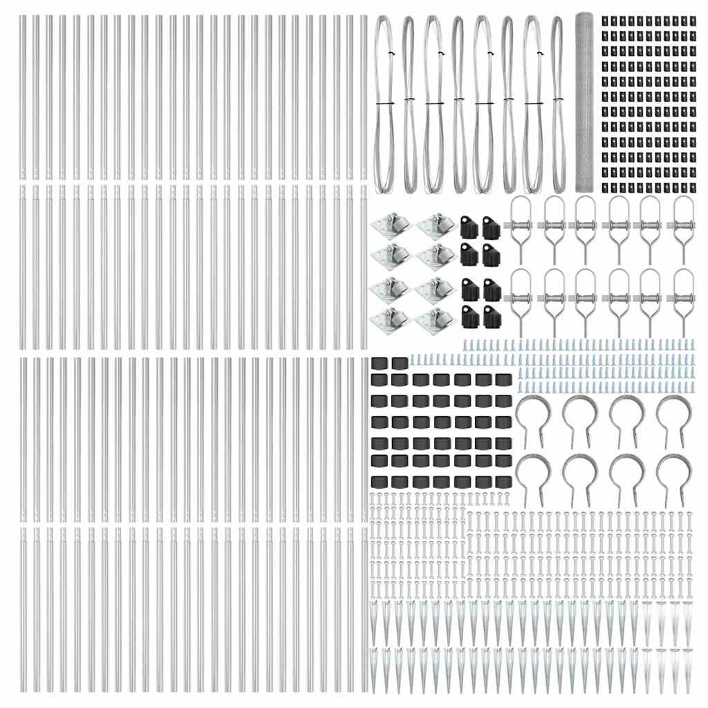 Fence with Posts Silver 1.5 x 100 m PVC-coated steel