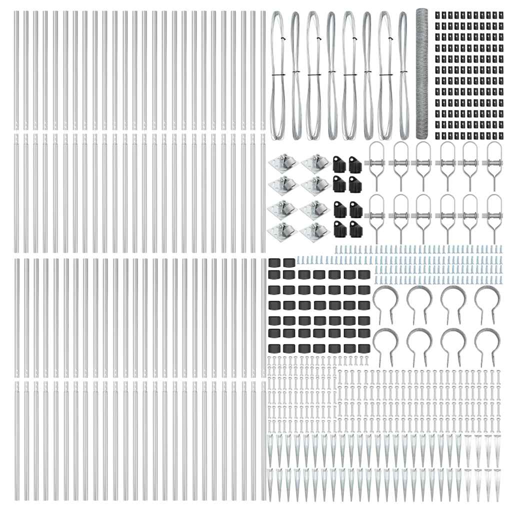 Fence with Posts Silver 1.6 x 100 m PVC-coated steel