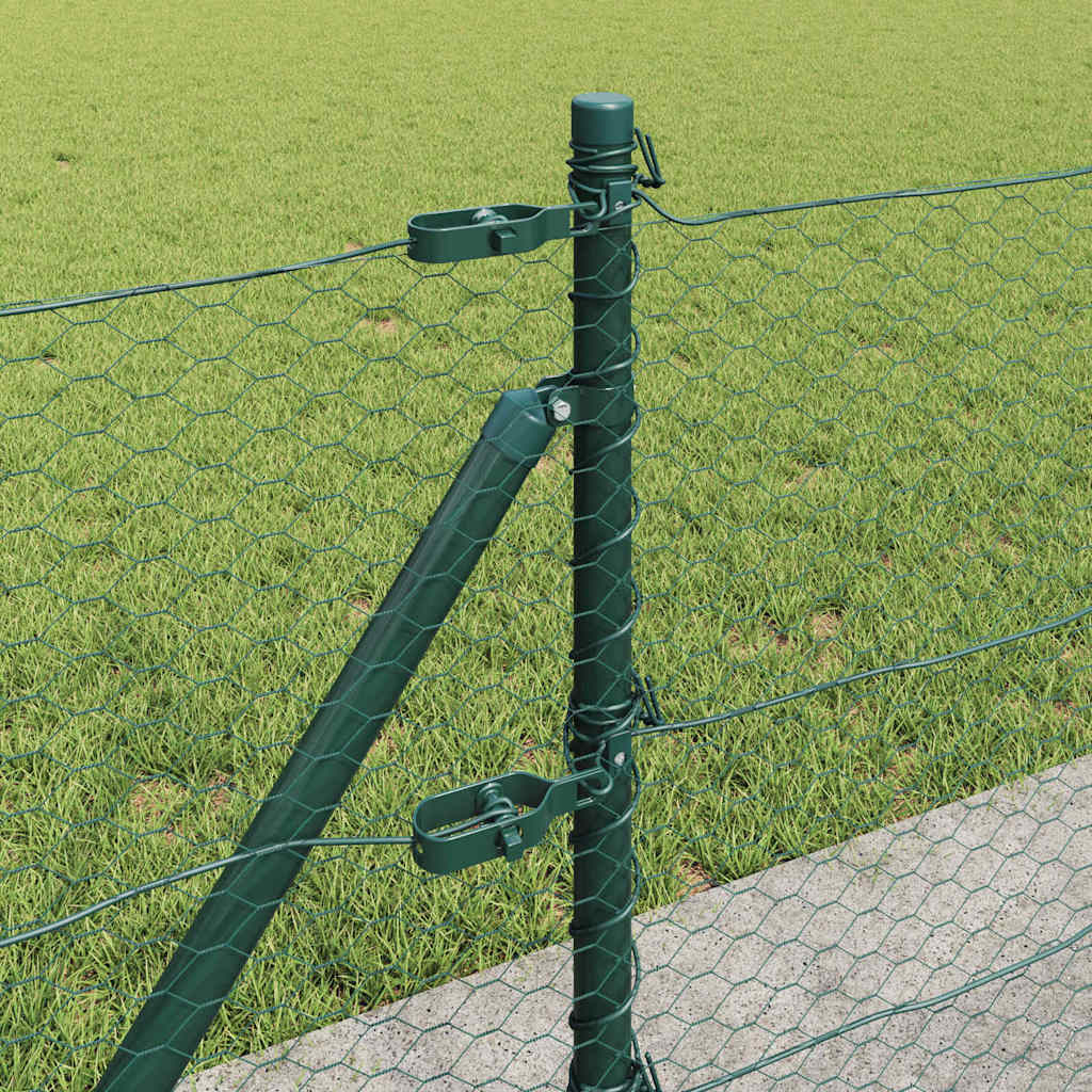 Fence with Posts Green 0.6 x 10 m PVC-coated steel