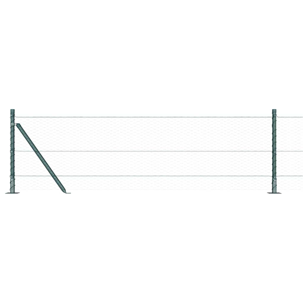 Fence with Posts Green 0.6 x 10 m PVC-coated steel