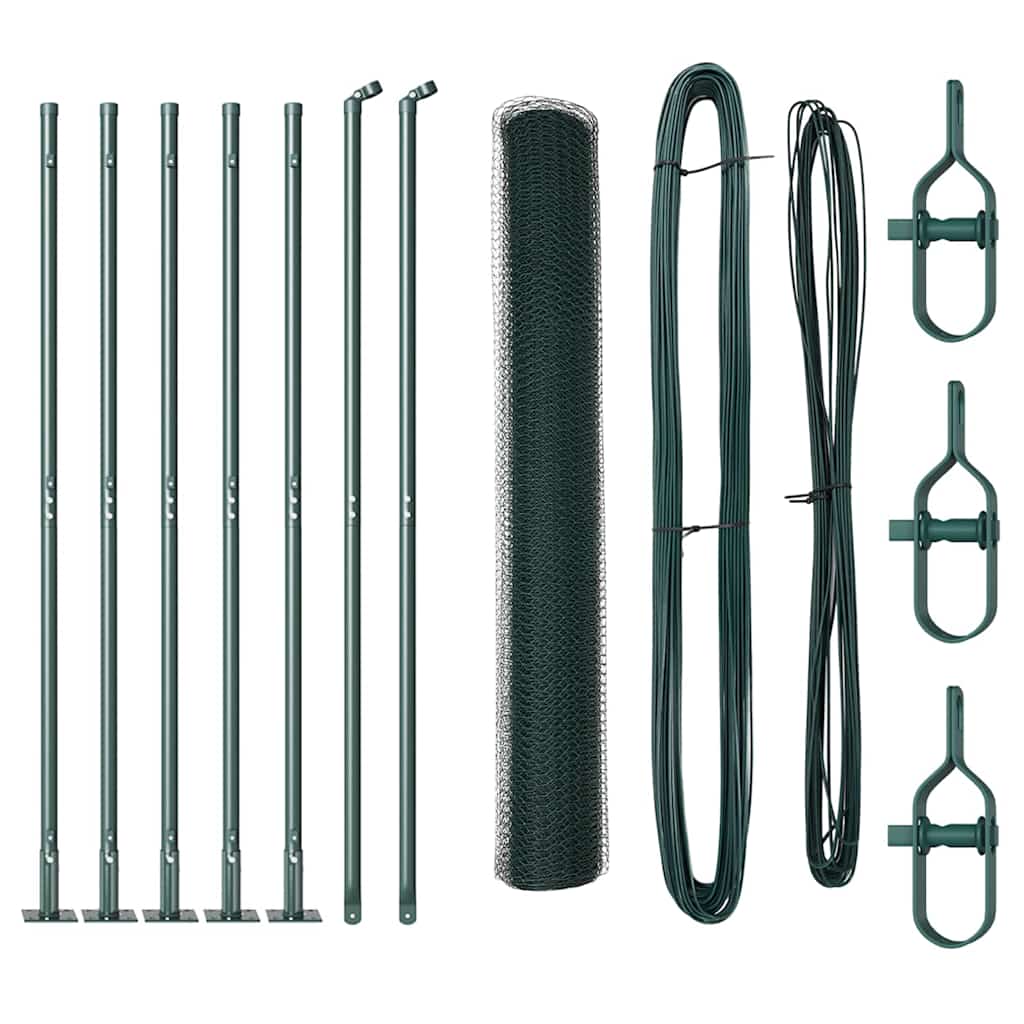 Fence with Posts Green 1.2 x 10 m PVC-coated steel