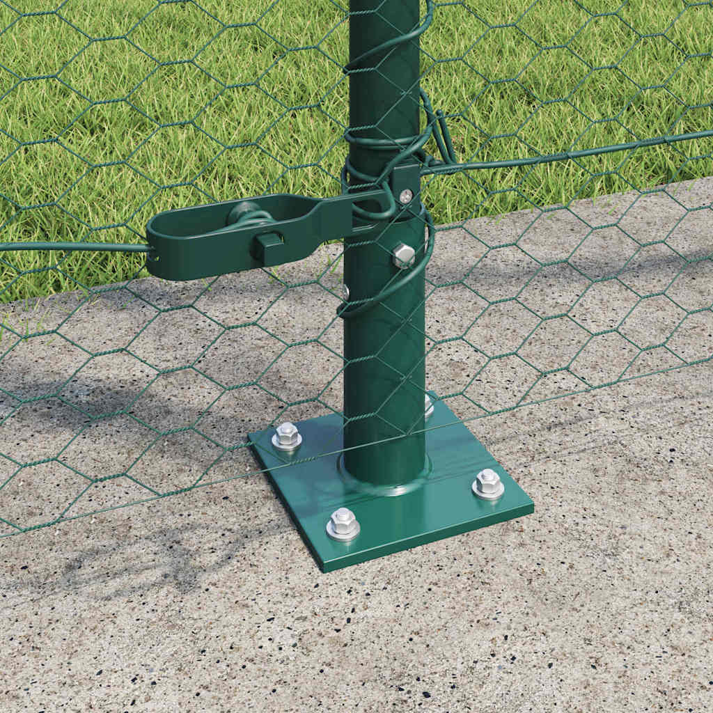 Fence with Posts Green 1.5 x 10 m PVC-coated steel