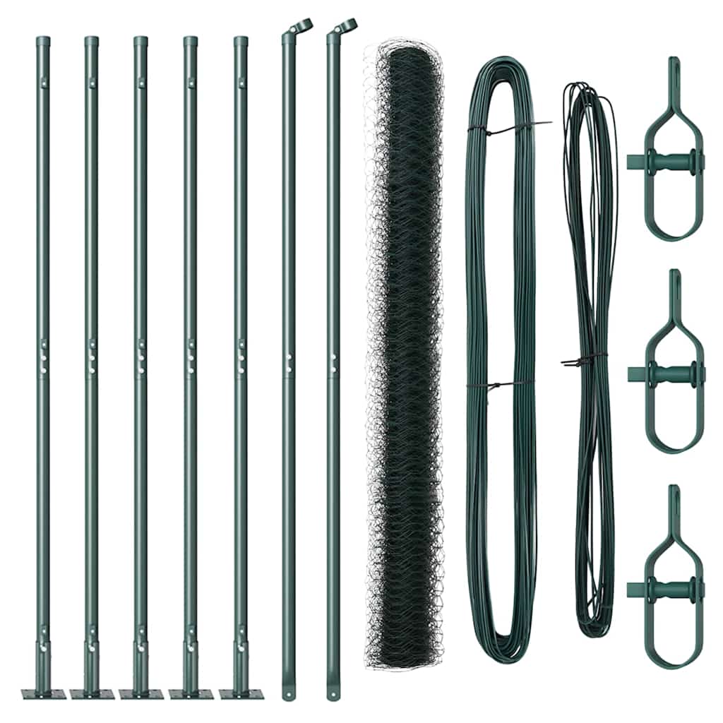 Fence with Posts Green 1.6 x 10 m PVC-coated steel