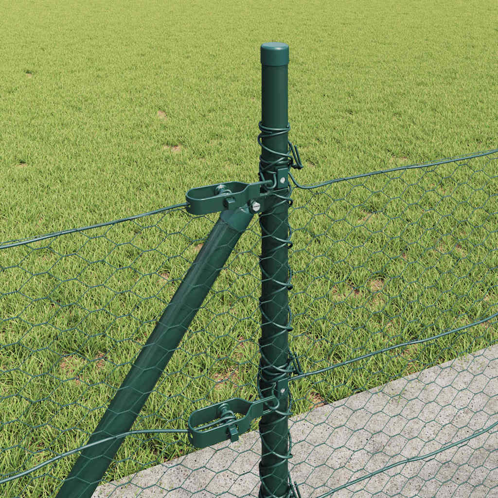 Fence with Posts Green 0.4 x 25 m PVC-coated steel