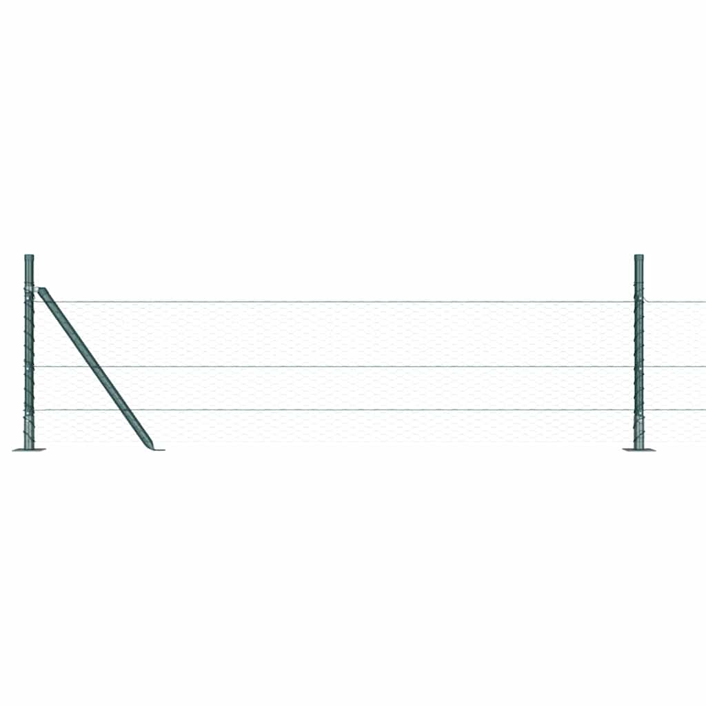 Fence with Posts Green 0.4 x 25 m PVC-coated steel