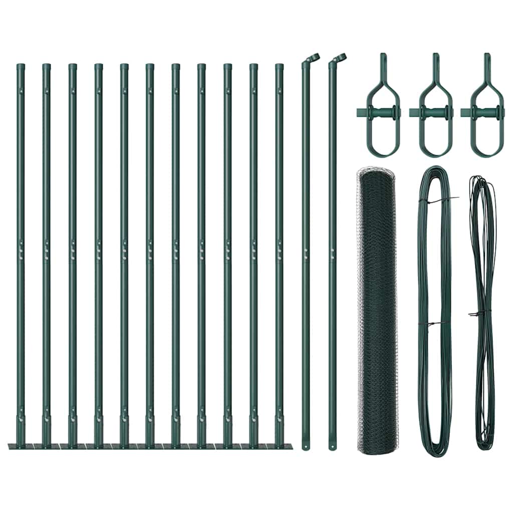 Fence with Posts Green 0.8 x 25 m PVC-coated steel