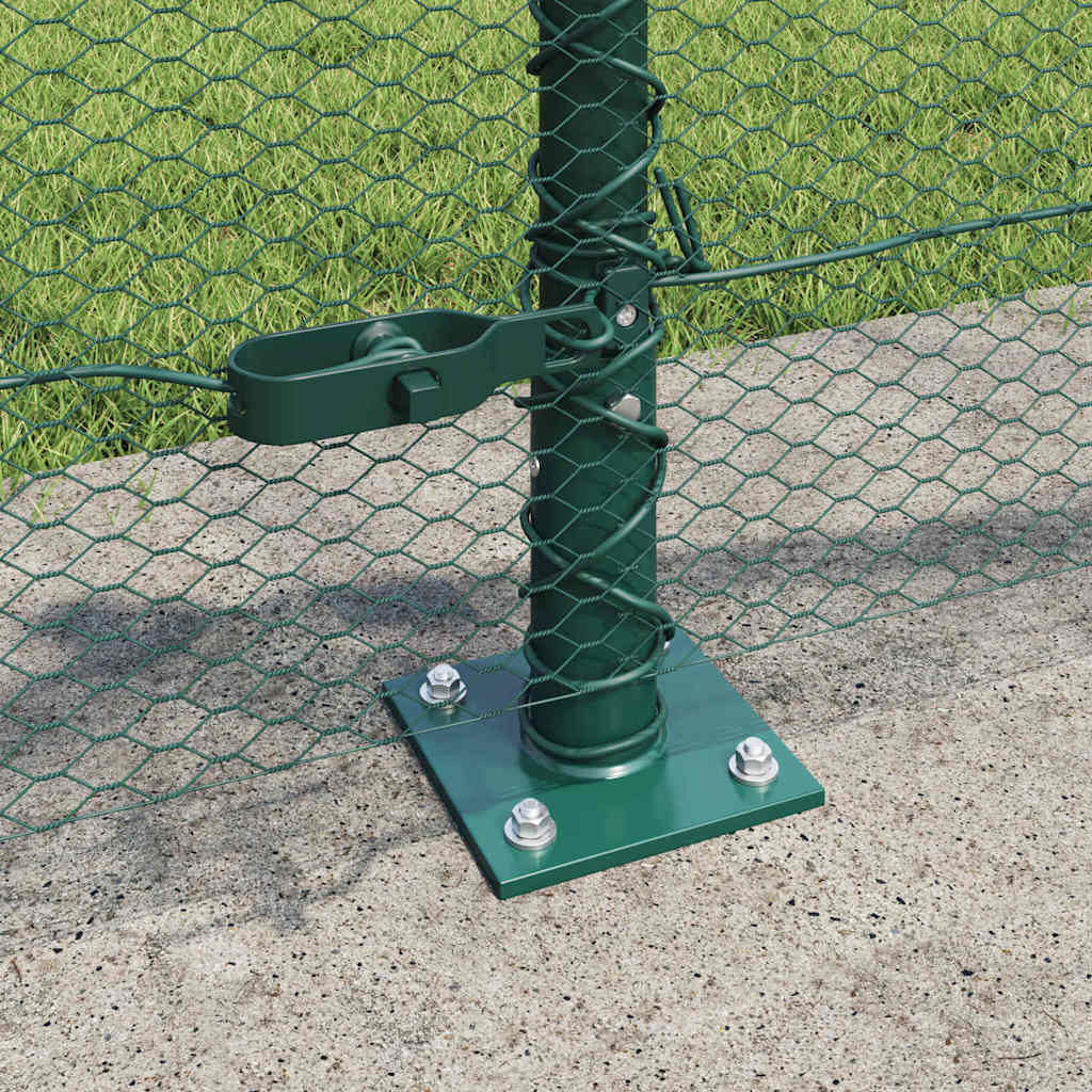 Fence with Posts Green 0.4 x 50 m PVC-coated steel