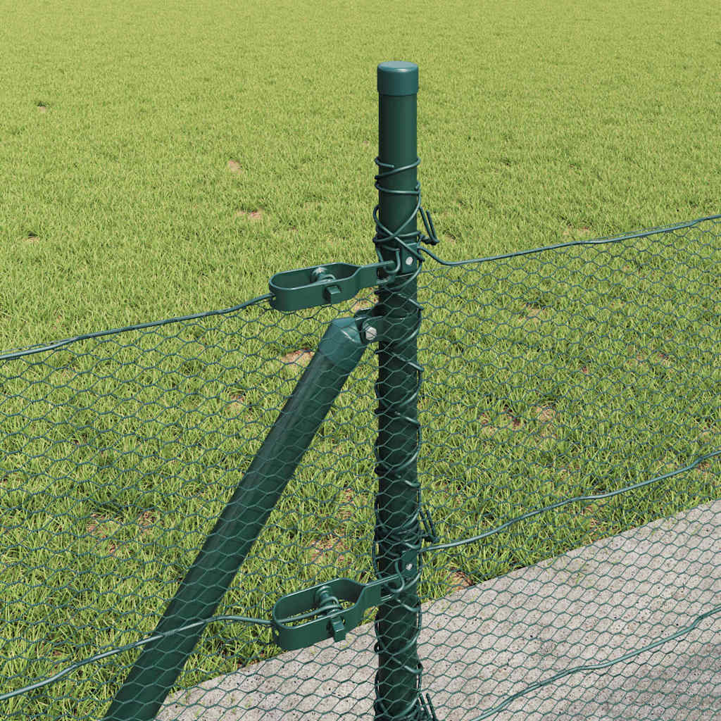 Fence with Posts Green 0.4 x 50 m PVC-coated steel