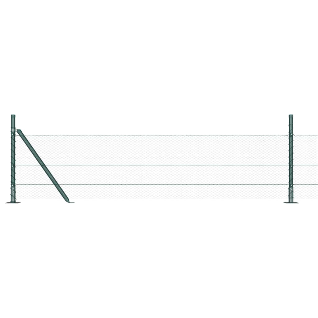 Fence with Posts Green 0.4 x 50 m PVC-coated steel