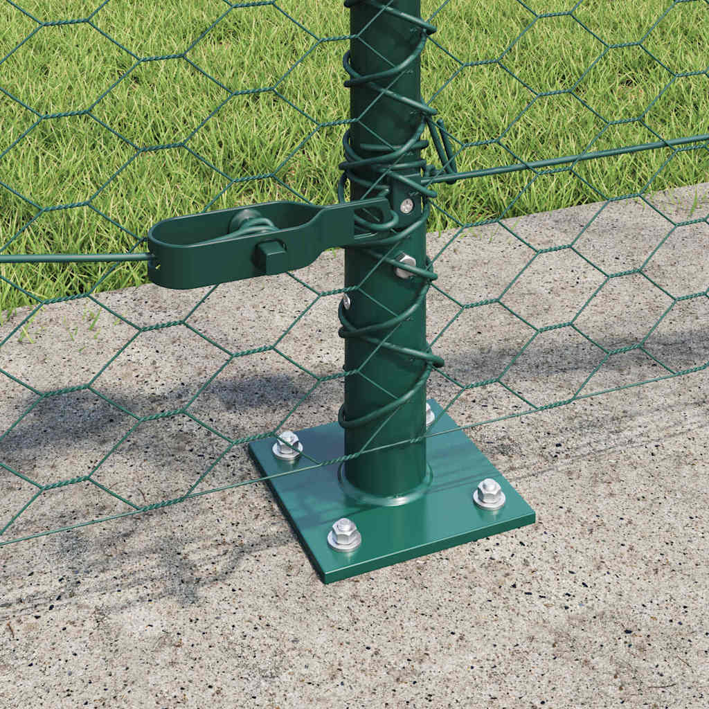 Fence with Posts Green 0.6 x 50 m PVC-coated steel