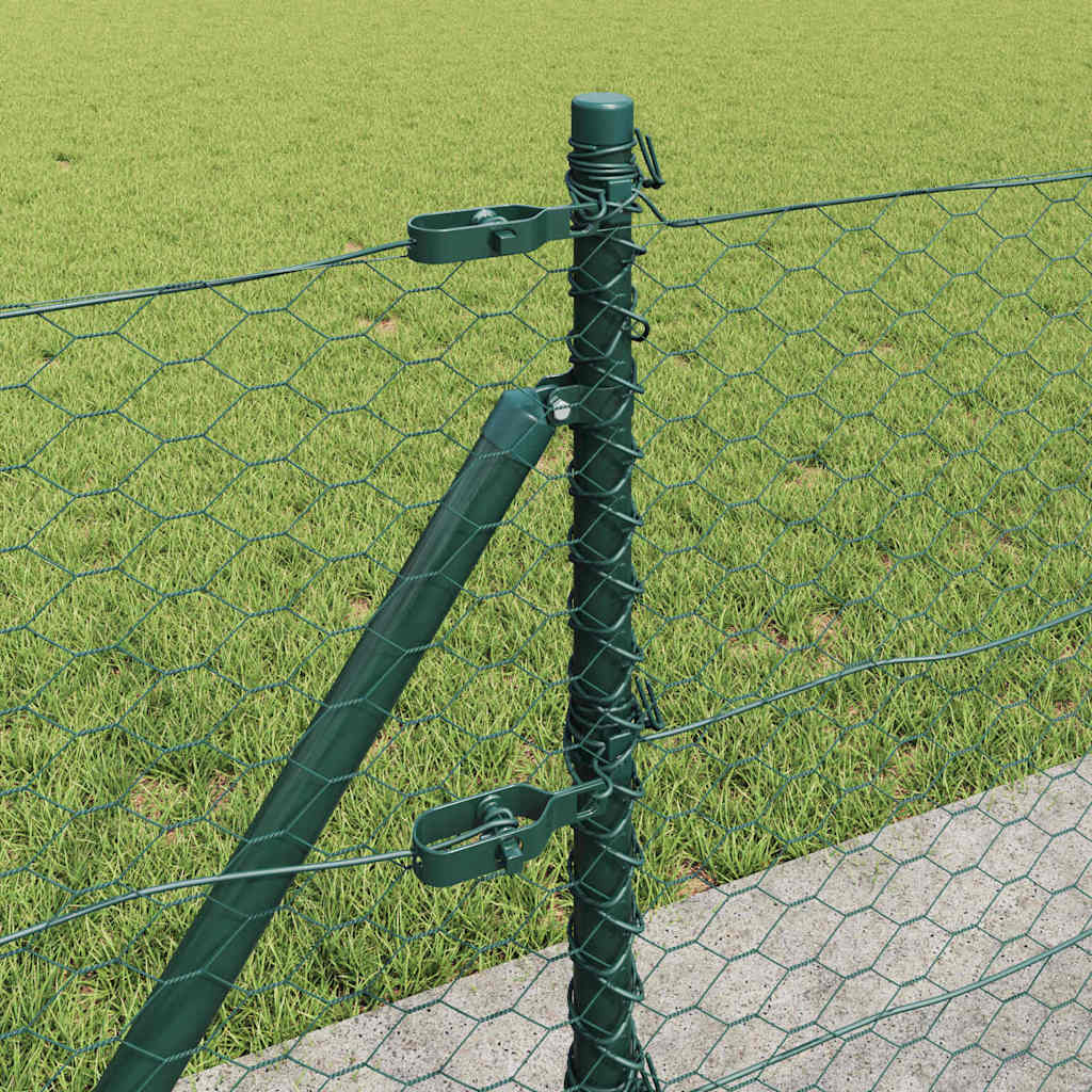 Fence with Posts Green 0.6 x 50 m PVC-coated steel