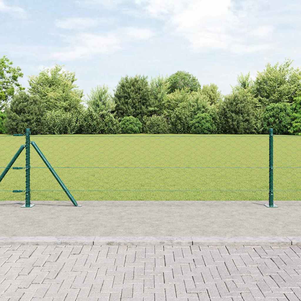 Fence with Posts Green 0.6 x 50 m PVC-coated steel