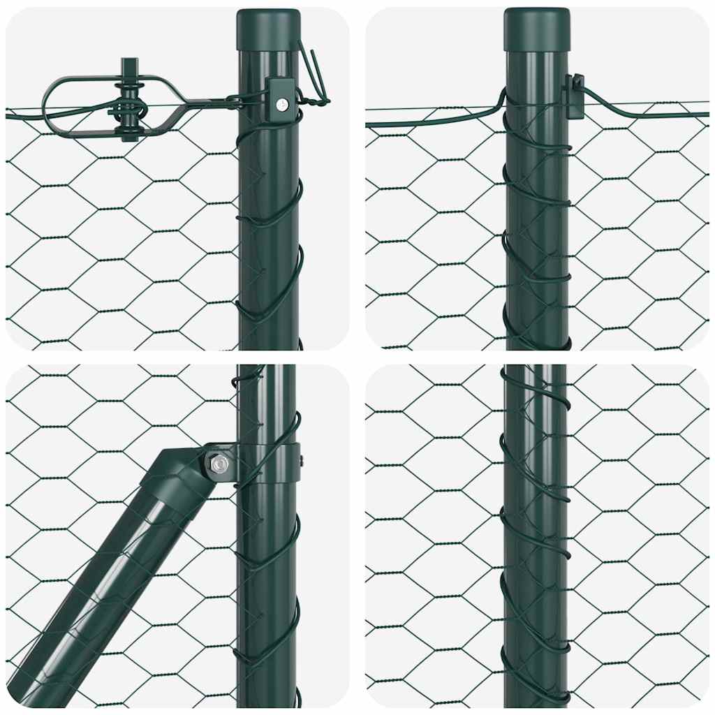 Fence with Posts Green 1 x 50 m PVC-coated steel