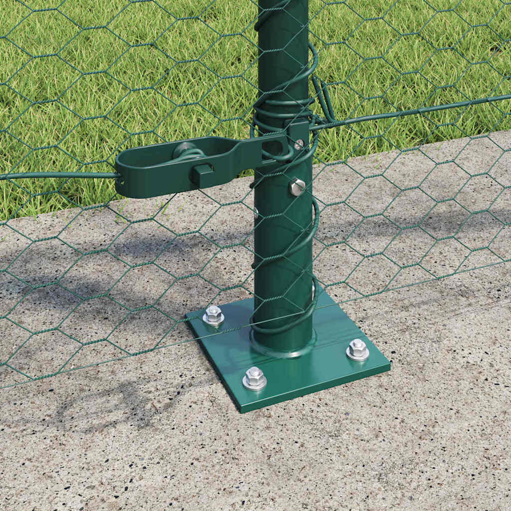 Fence with Posts Green 1 x 50 m PVC-coated steel