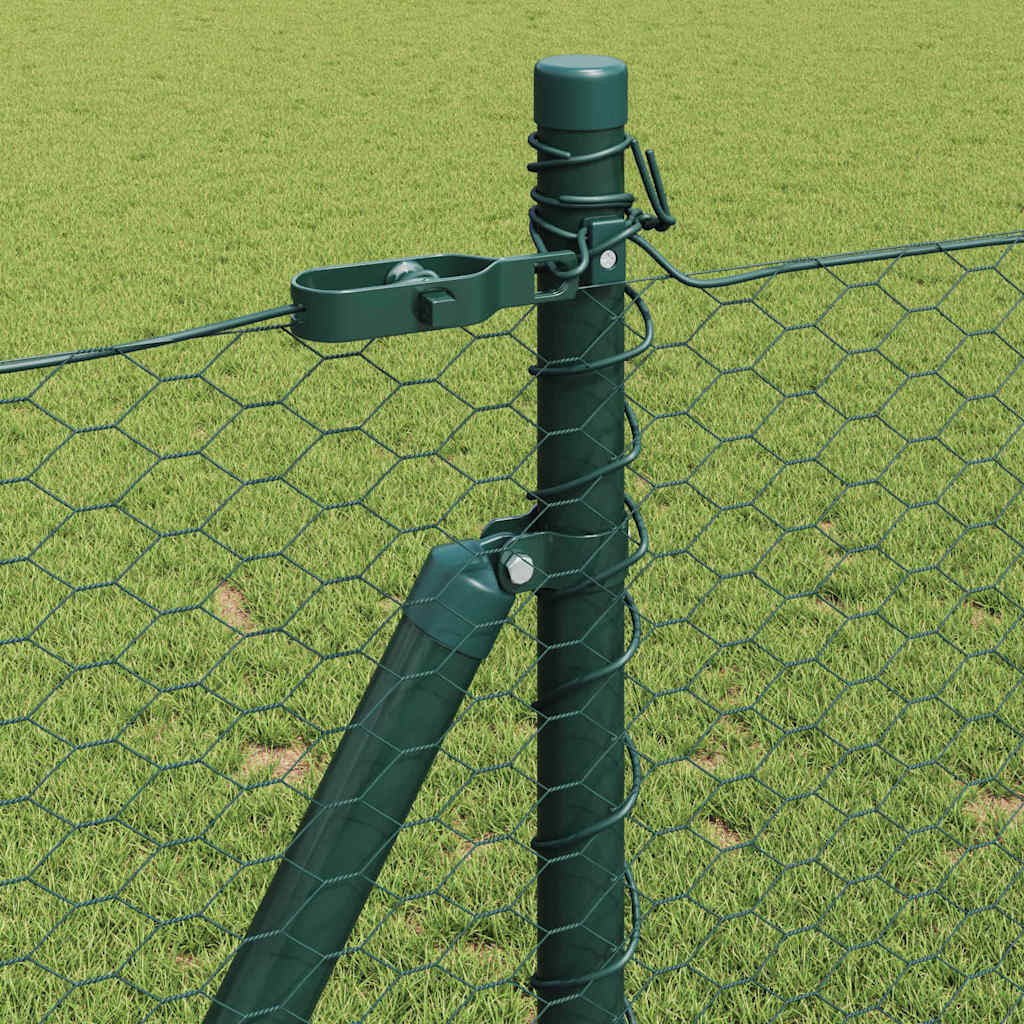 Fence with Posts Green 1 x 50 m PVC-coated steel