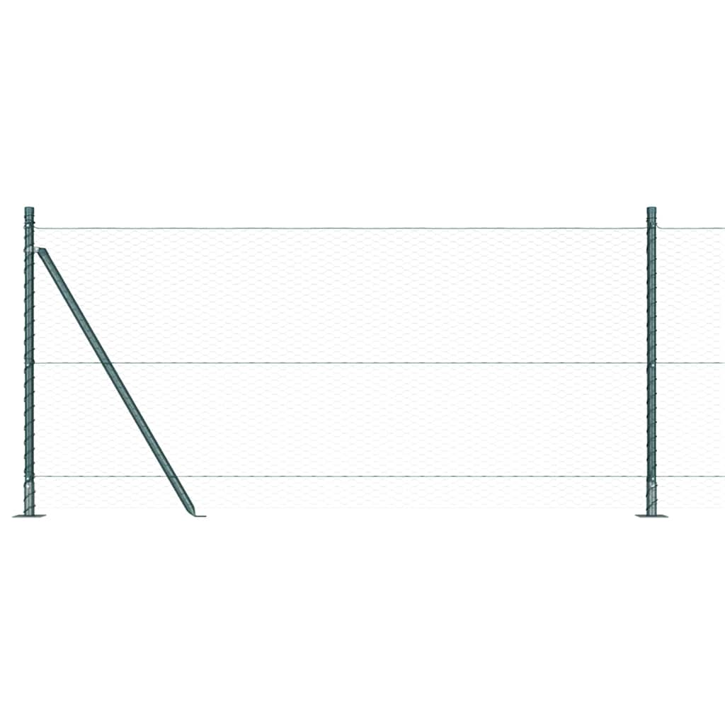 Fence with Posts Green 1 x 50 m PVC-coated steel