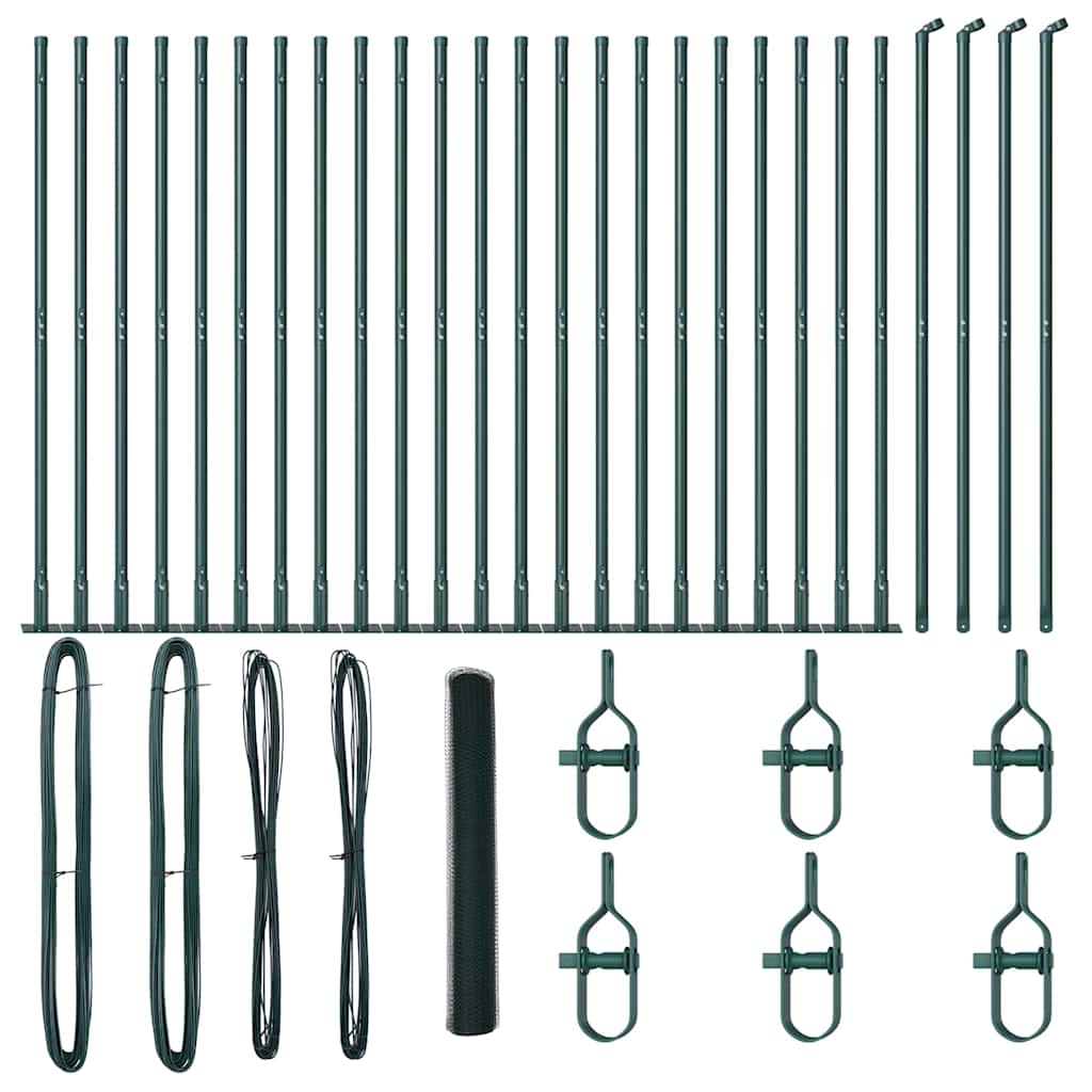 Fence with Posts Green 1.2 x 50 m PVC-coated steel