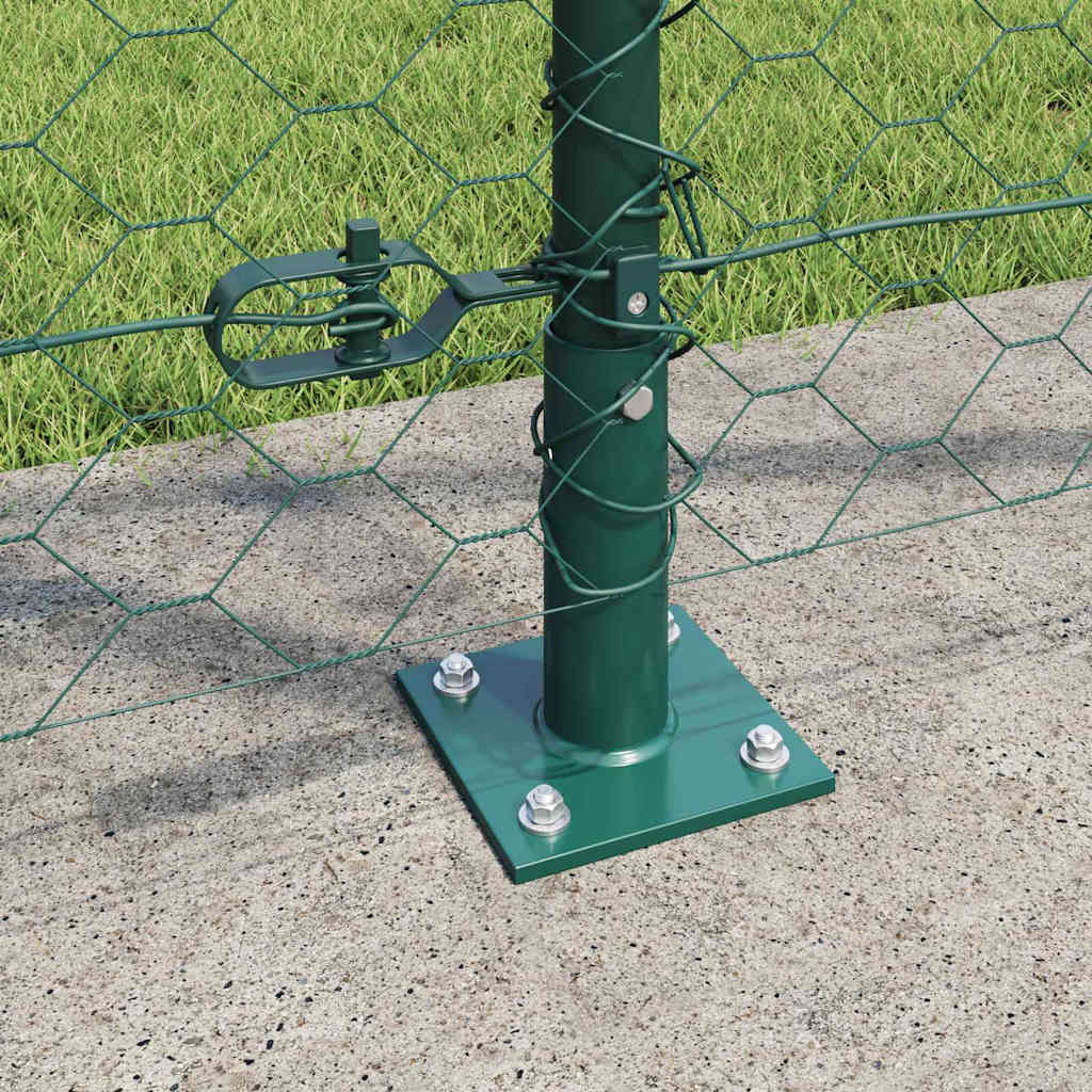 Fence with Posts Green 1.2 x 50 m PVC-coated steel