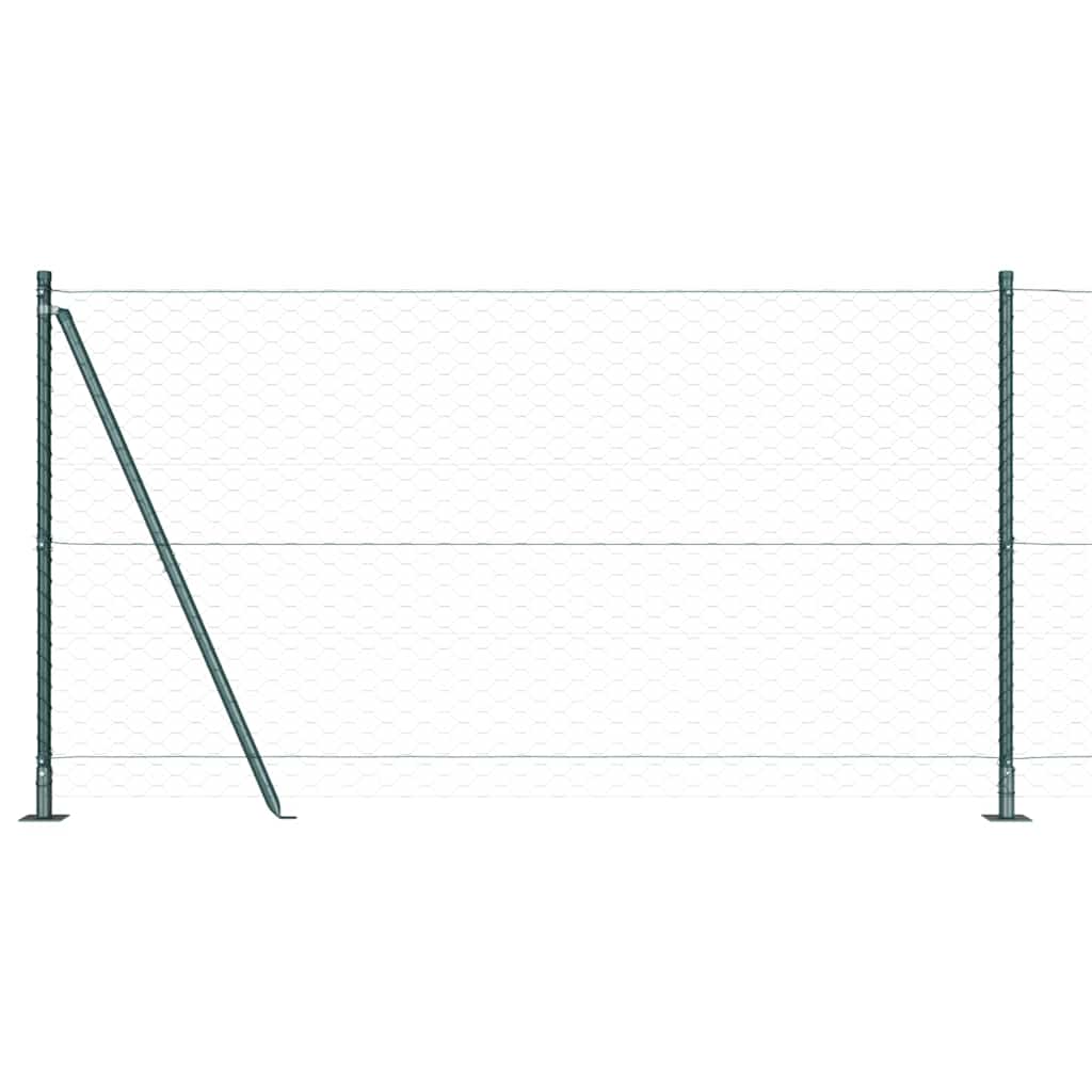 Fence with Posts Green 1.2 x 50 m PVC-coated steel