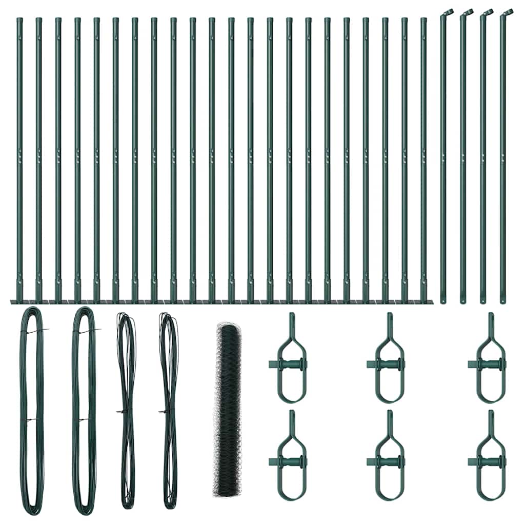 Fence with Posts Green 1.2 x 50 m PVC-coated steel