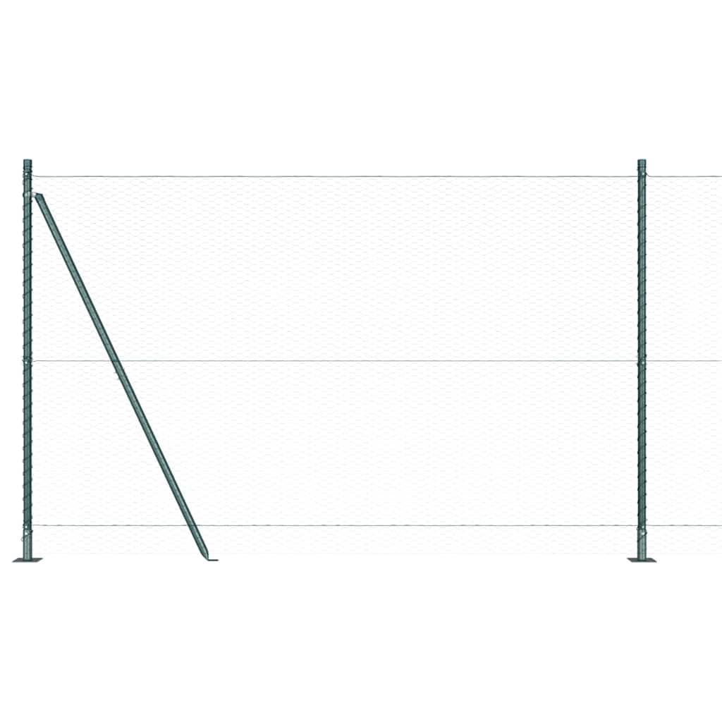 Fence with Posts Green 1.5 x 50 m PVC-coated steel