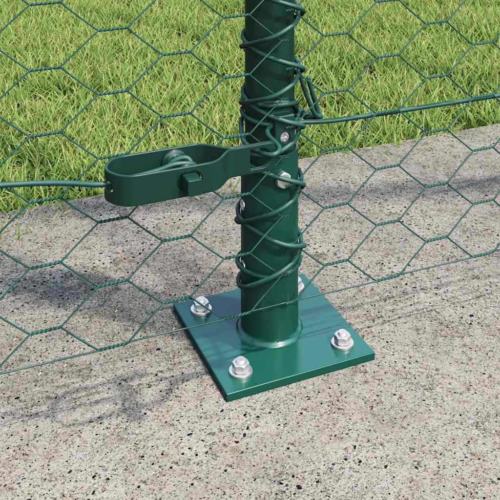 Fence with Posts Green 1.5 x 50 m PVC-coated steel