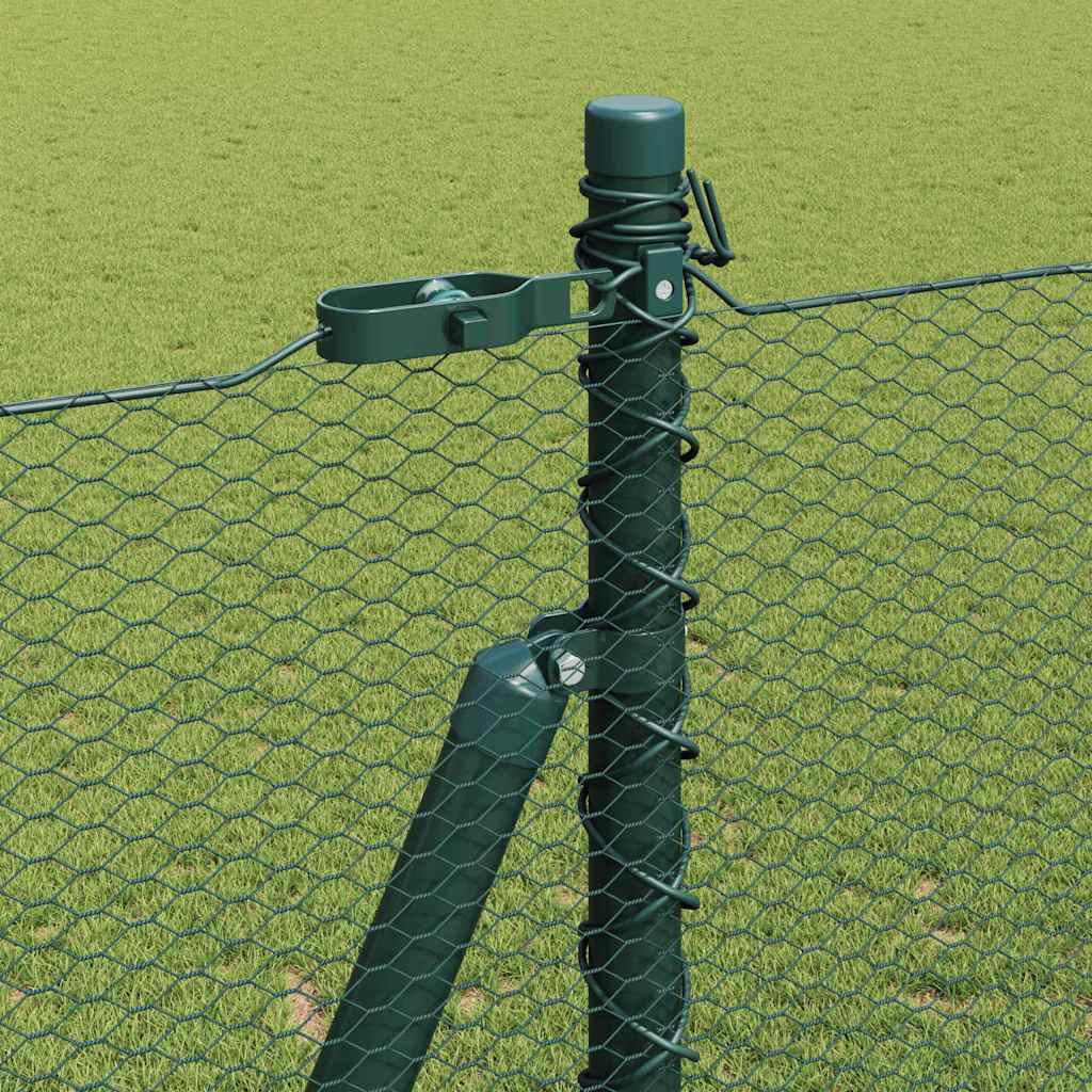 Fence with Posts Green 1.6 x 50 m PVC-coated steel