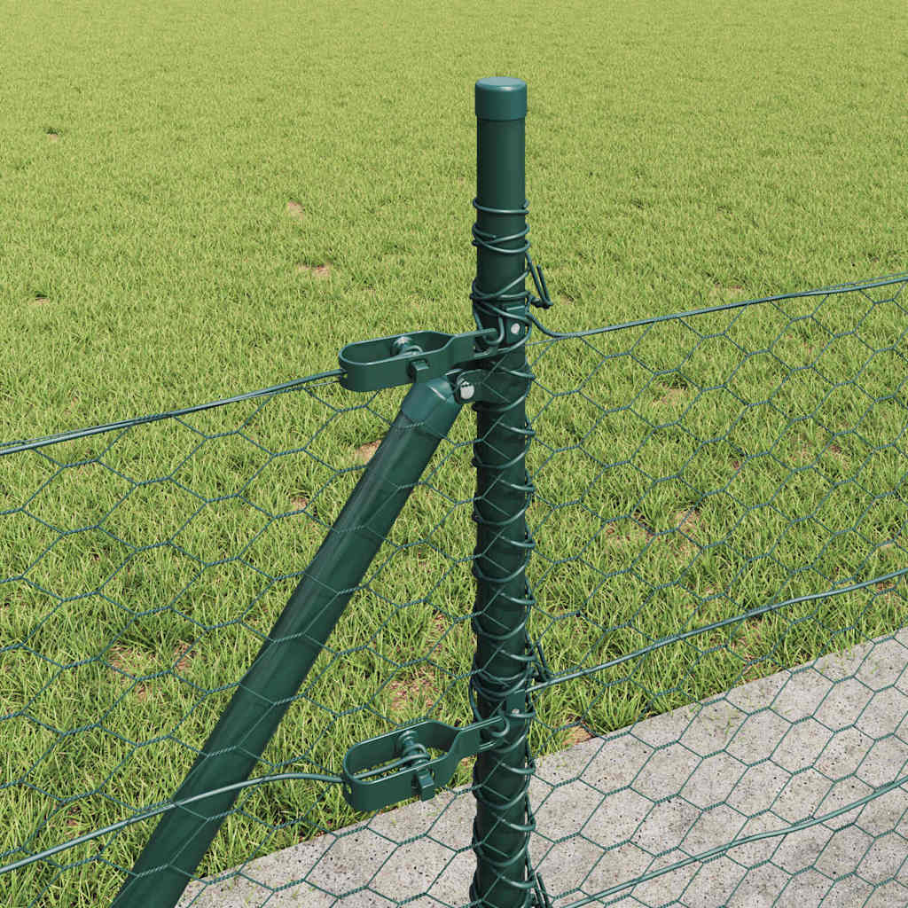 Fence with Posts Green 0.4 x 100 m PVC-coated steel