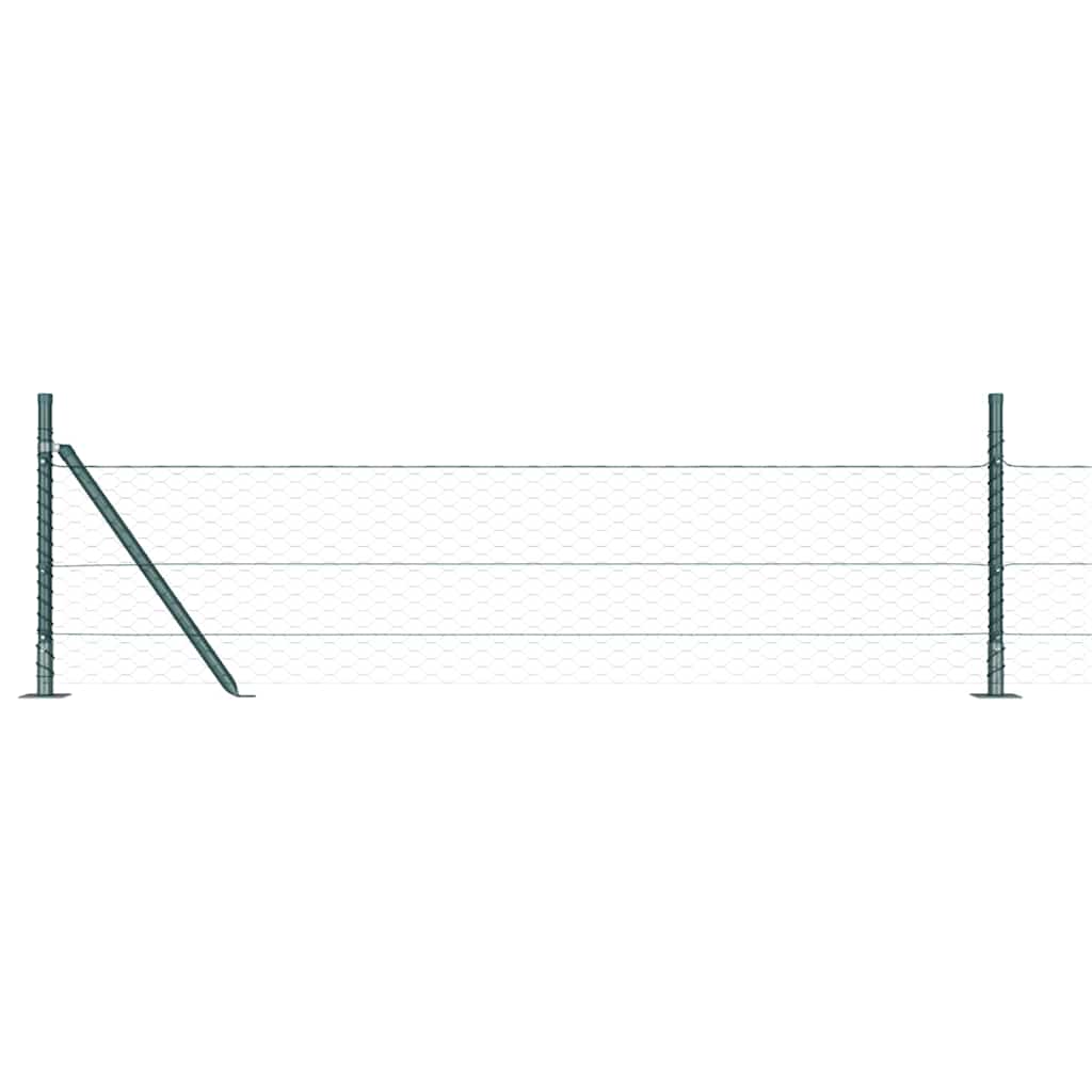 Fence with Posts Green 0.4 x 100 m PVC-coated steel