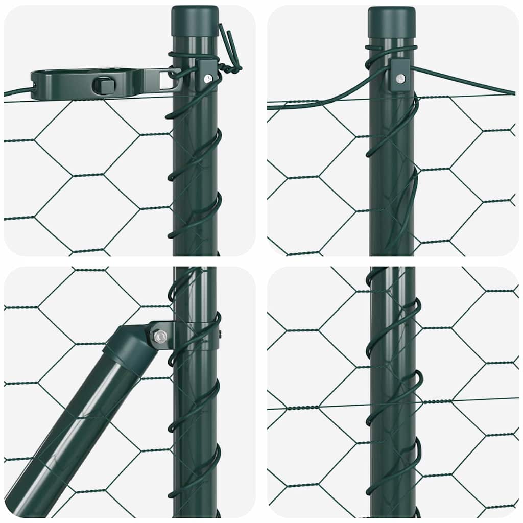 Fence with Posts Green 0.4 x 100 m PVC-coated steel