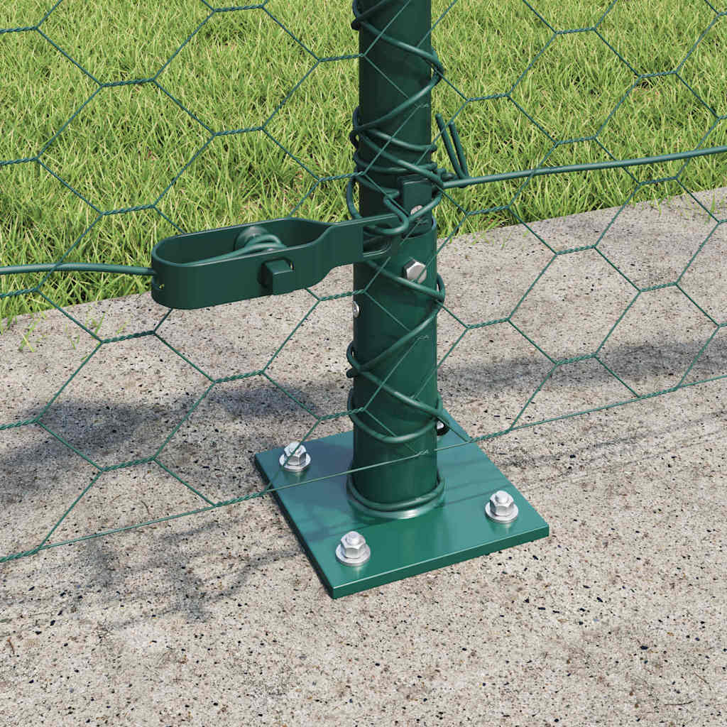 Fence with Posts Green 0.5 x 100 m PVC-coated steel