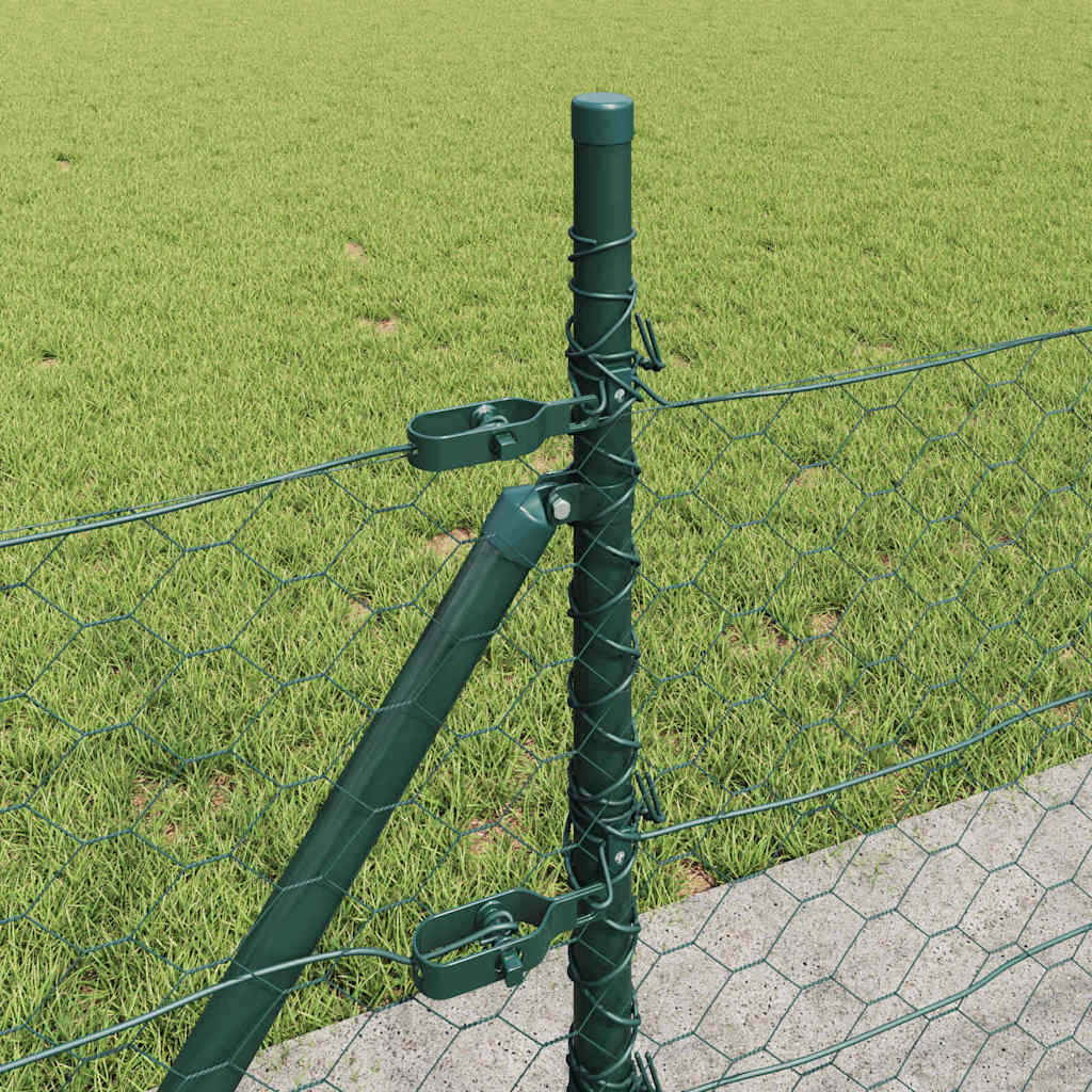 Fence with Posts Green 0.5 x 100 m PVC-coated steel