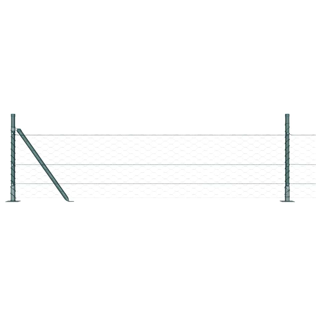 Fence with Posts Green 0.5 x 100 m PVC-coated steel