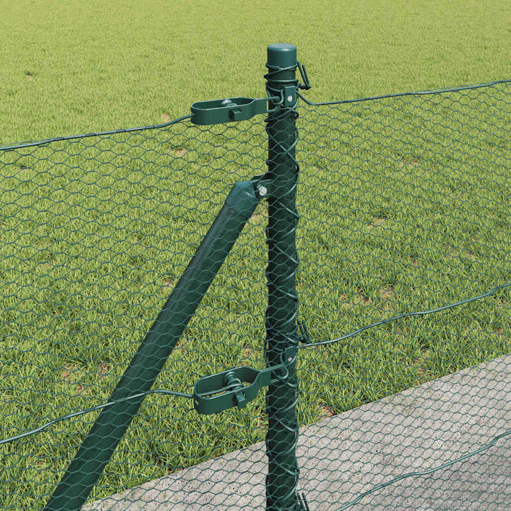 Fence with Posts Green 0.6 x 100 m PVC-coated steel