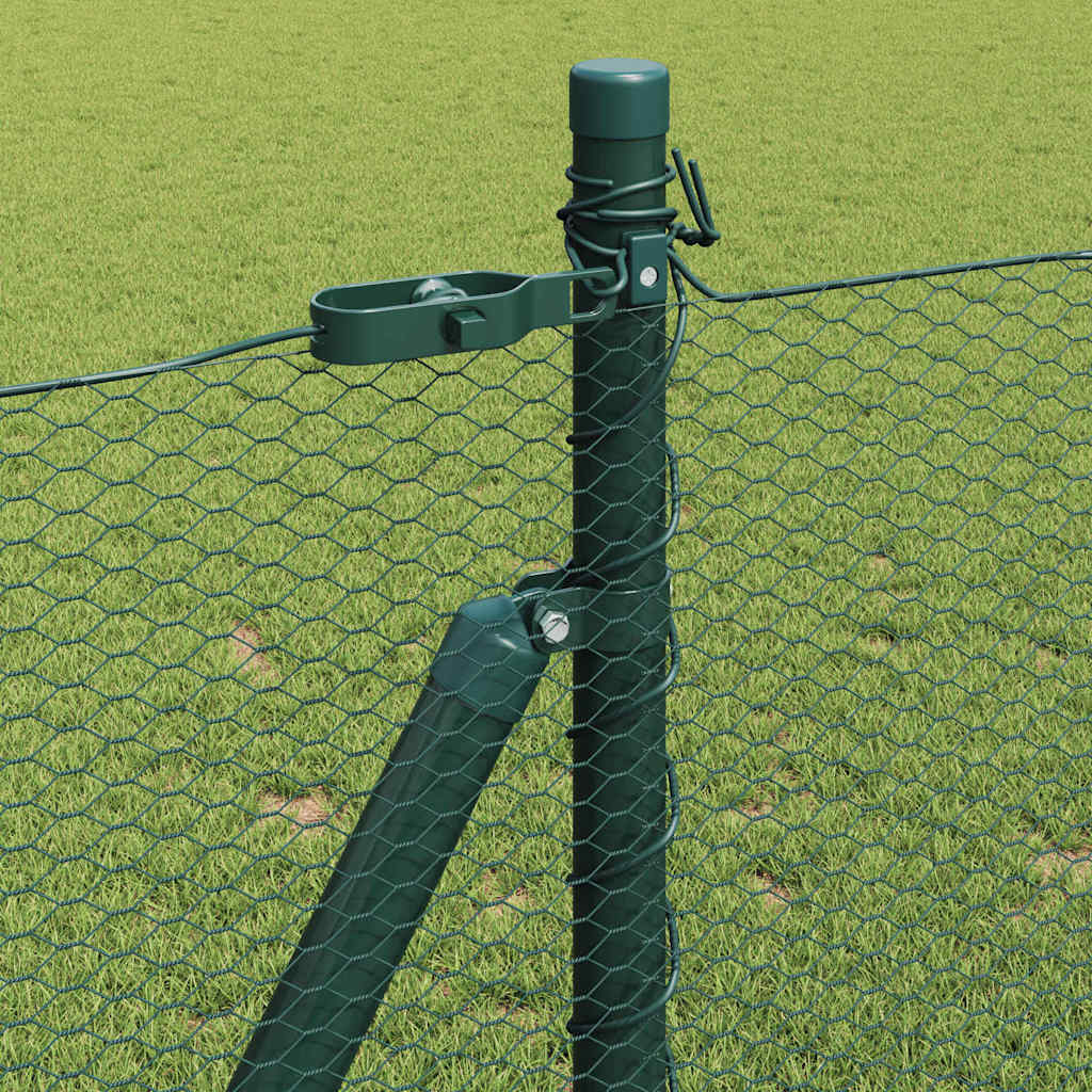 Fence with Posts Green 0.8 x 100 m PVC-coated steel