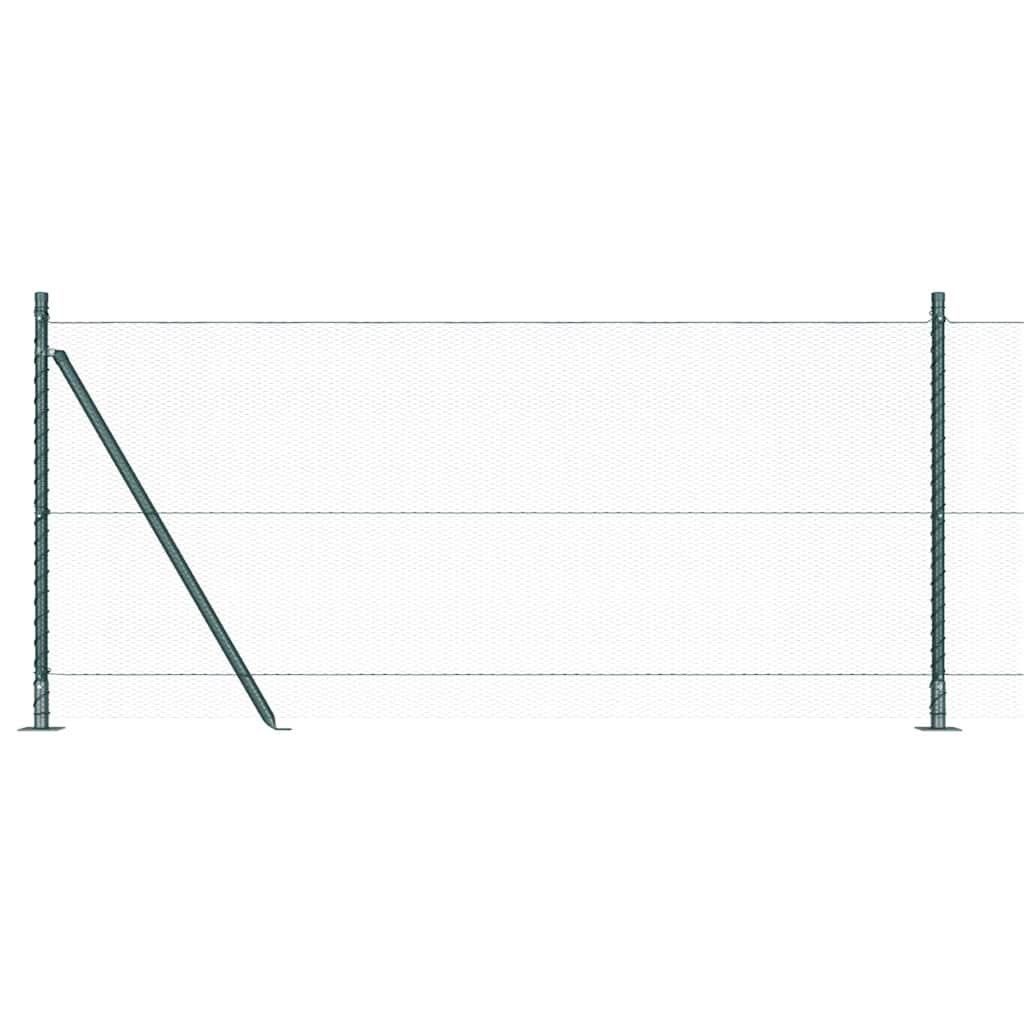 Fence with Posts Green 0.8 x 100 m PVC-coated steel