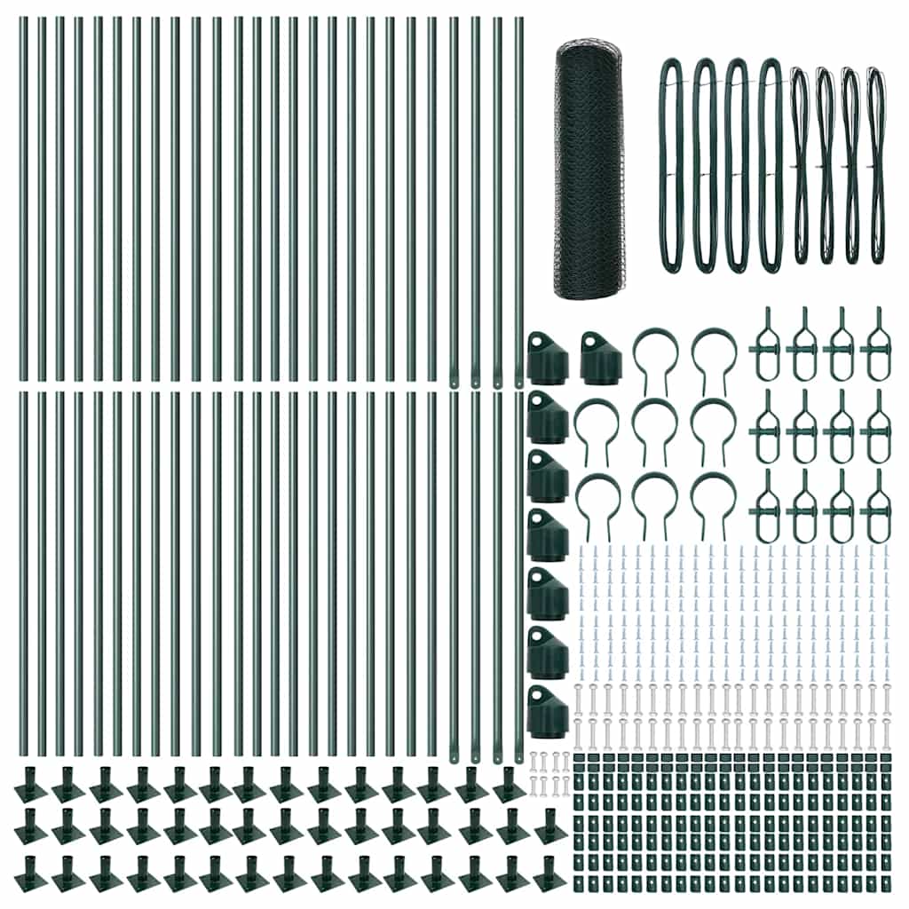 Fence with Posts Green 0.8 x 100 m PVC-coated steel